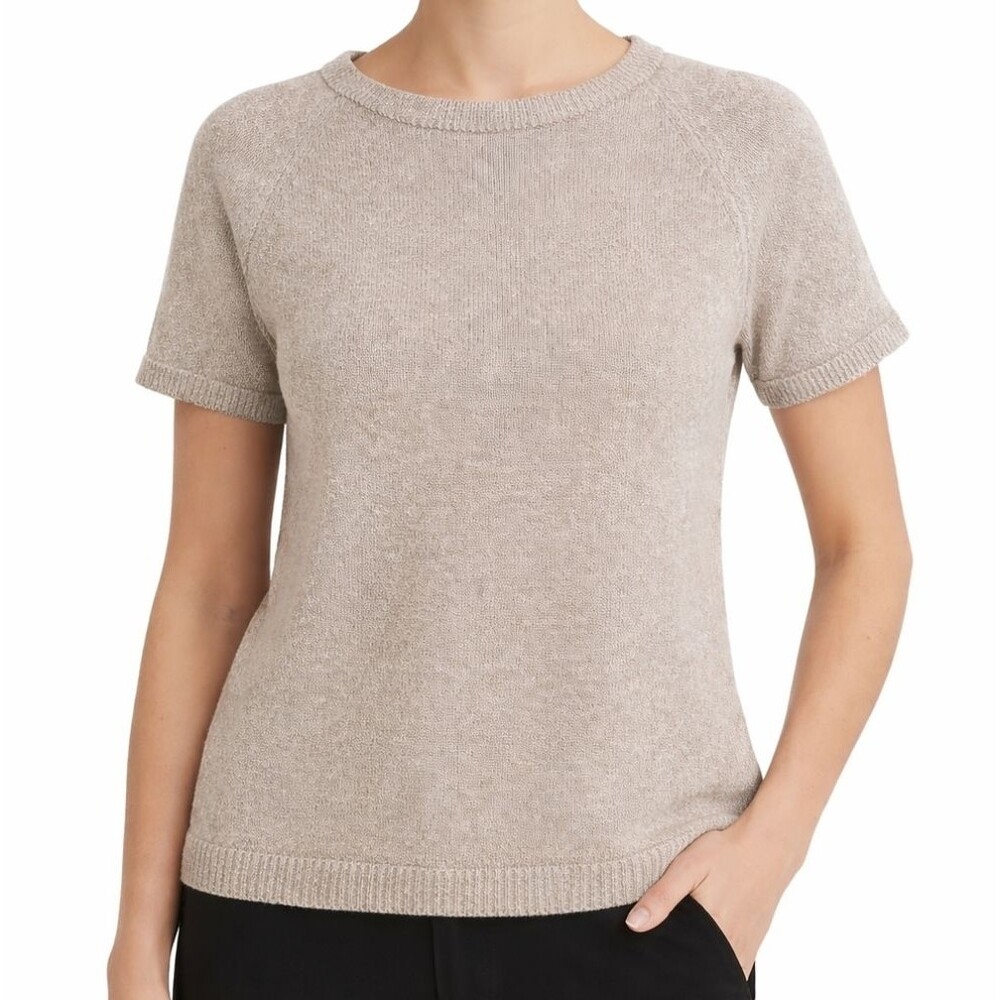 Banana Republic Women’s Glitter Knit Short Sleeve Tee Size M Beige